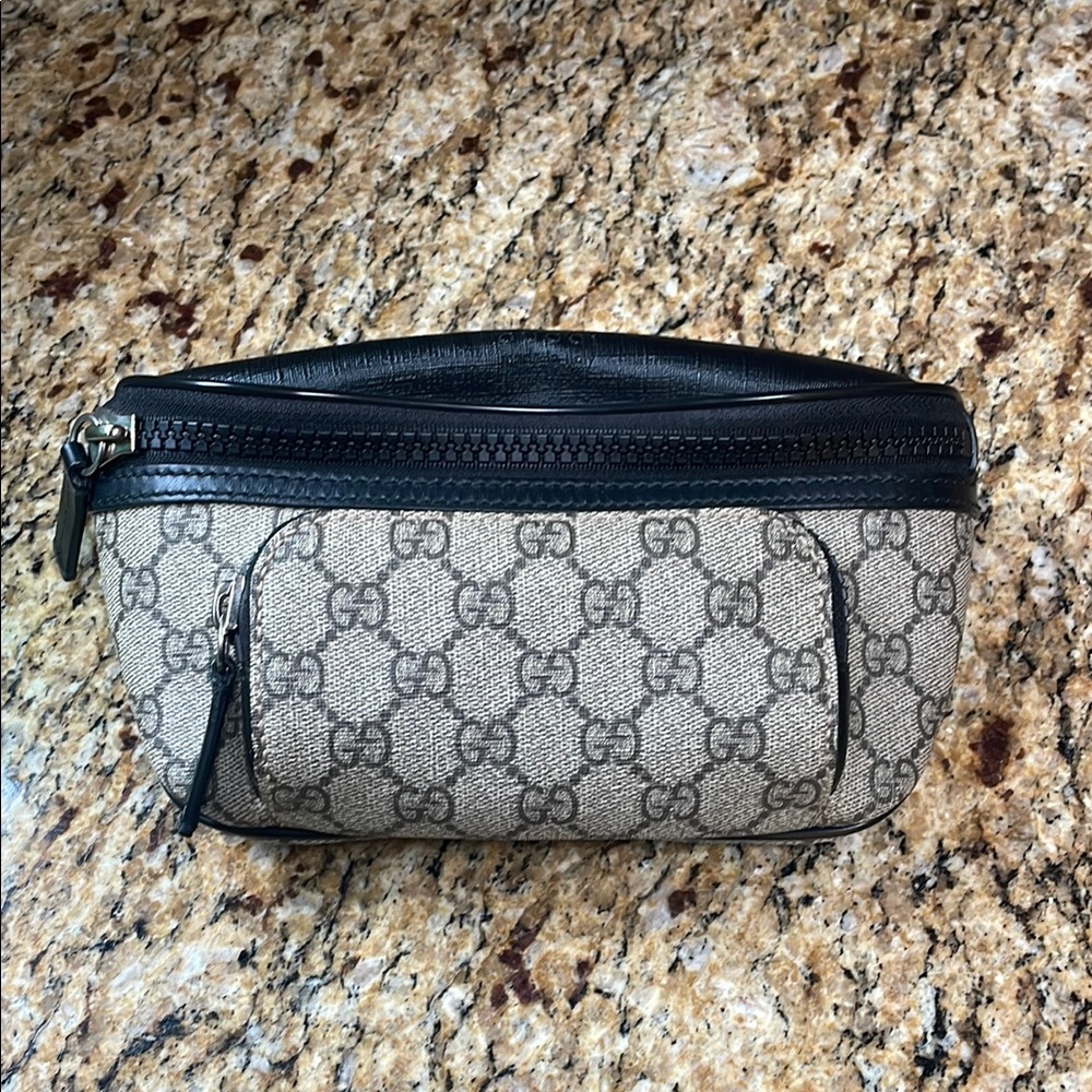 Gucci Beige and Black Monogram Belt Bag